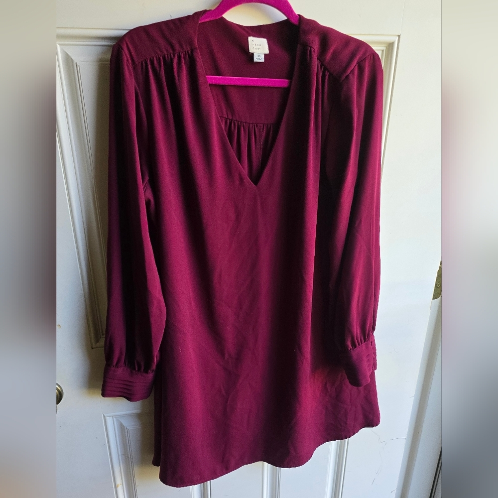 A New Day Deep Burgundy V-Neck Tunic